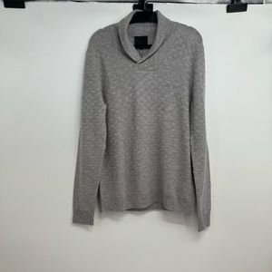 NWT QUINN Men's Shawl Coilar Sweater Men’s M Gray Wool Cashmere Geometric New